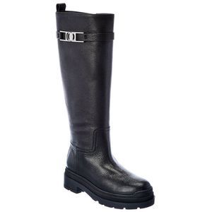 Salvatore Ferragamo Ryder Leather Knee-High Boot, Black
